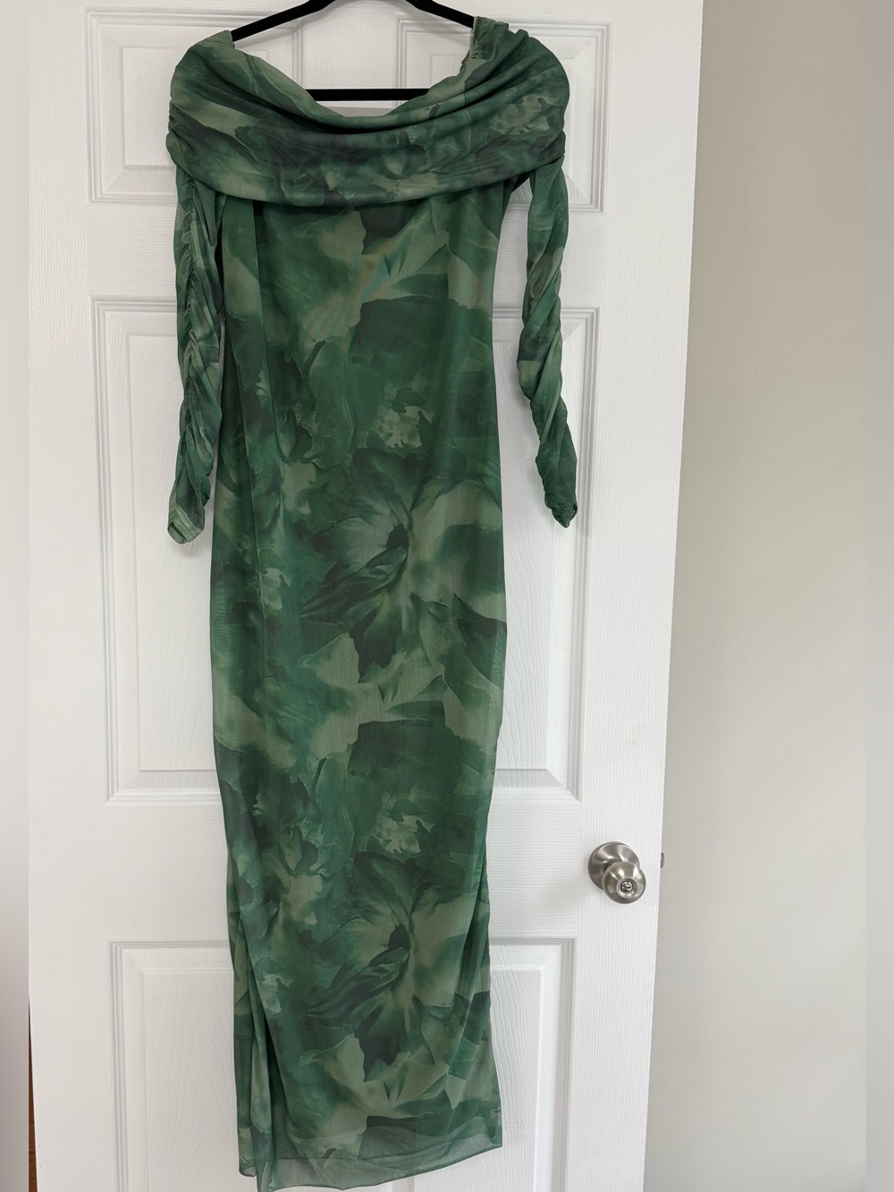 Green Floral Sheer Maxi Dress